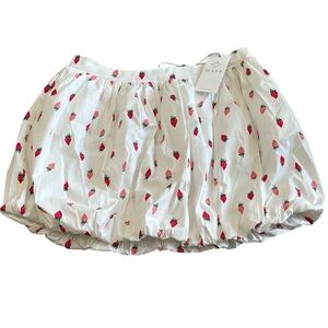 WAYF Anthropologie Strawberry Mini Bubble Balloon Skirt NWT Women’s Small Cotton